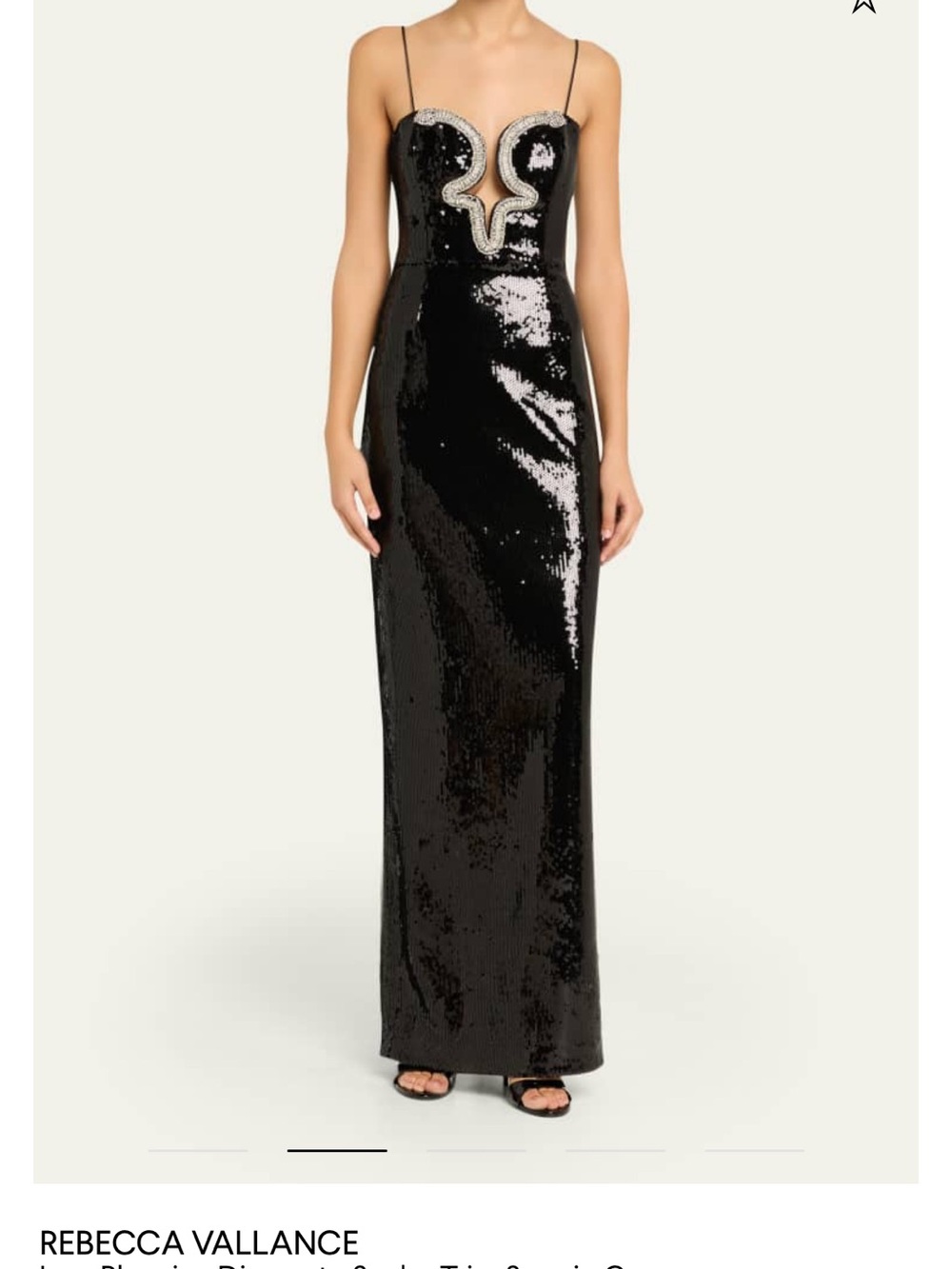 NEVER WORN Rebecca Vallance Black Sequin Maxi Dress with Embellished Plunge